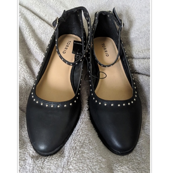 torrid Shoes - Torrid Black Flats w/Studs & Ankle Strap - NWT!